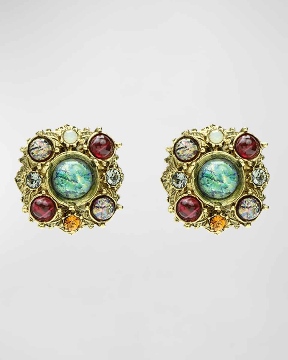 Multicolor Round Clip-On Stud Earrings